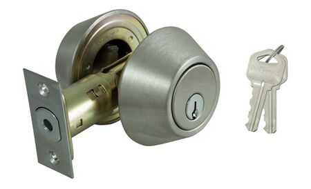 ProSource DB62V-PS Deadbolt, 3 Grade, Stainless Steel, 2-3/8 to 2-3/4 in Backset, KW1 Keyway, Pack of 3