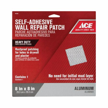 Ace 8 in. L X 8 in. W Reinforced Aluminum White Self Adhesive Wall Repair Patch