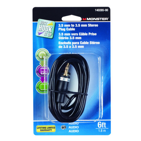 Monster Just Hook It Up 6 ft. L Stereo Audio Cable 3.5 mm
