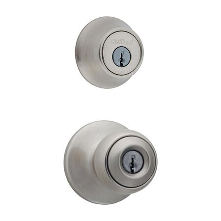 Kwikset Polo Satin Nickel Deadbolt and Entry Door Knob 1-3/4 in.