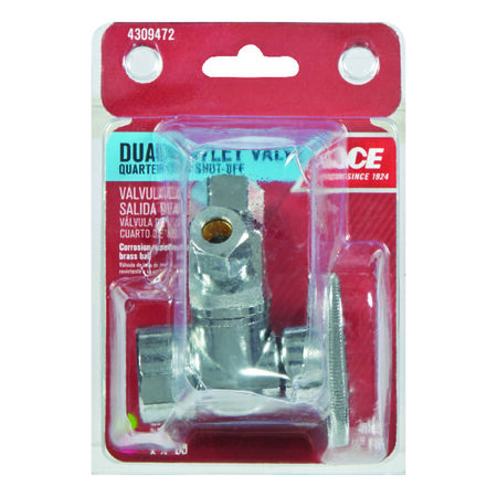 Ace FIP Compression Brass Dual Shut-Off Valve