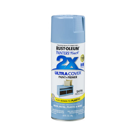 Rust-Oleum Painter's Touch 2X Ultra Cover Satin French Blue Paint+Primer Spray Paint 12 oz