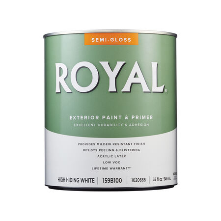 Royal Semi-Gloss High Hiding White Paint Exterior 1 qt