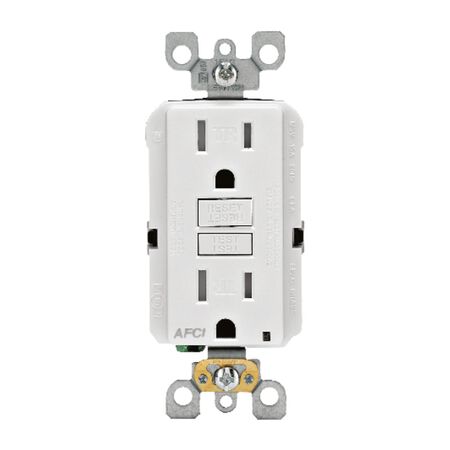 Leviton SmartlockPro 15 amps 125 V Duplex White AFCI Outlet 5-15R 1 pk