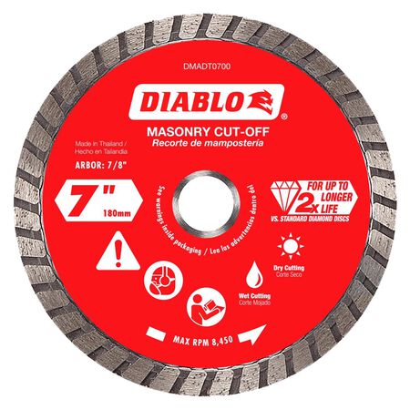 Diablo 7 in. D X 7/8 in. Diamond Masonry Cut-Off Disc 1 Pack