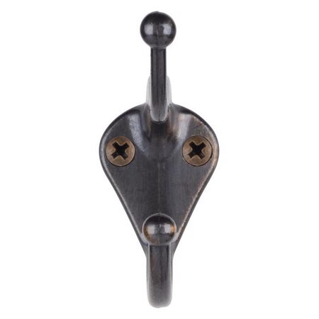 Ace 3 in. L Antique Brass Gold Brass Small Coat and Hat Hook 2 pk