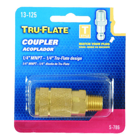 Tru-Flate Brass Quick Change Coupler 1/4 in. MNPT Male T