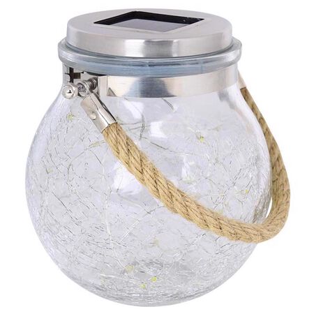 Feit Electric 5 in. Solar Power Glass Crackle Jar w/Fairy Lights Bronze