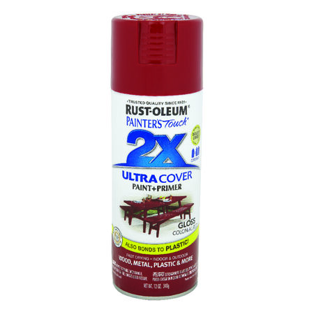 Rust-Oleum Painter's Touch 2X Ultra Cover Gloss Colonial Red Paint+Primer Spray Paint 12 oz