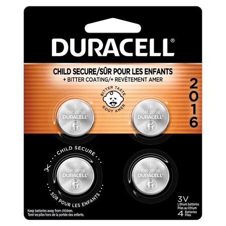 Duracell Lithium Coin DL2016/CR2016 3 V Button Cell Battery 4 pk