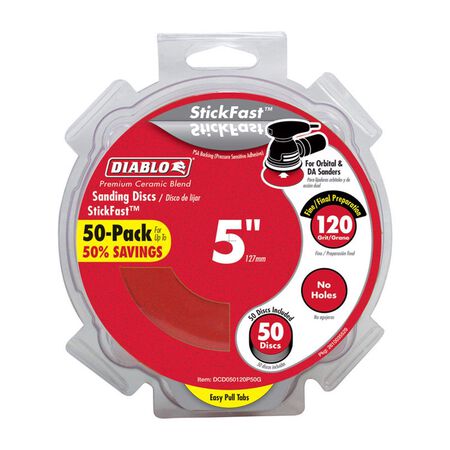 Diablo StickFast 5 in. Ceramic Blend Adhesive Sanding Disc 120 Grit Fine 50 pk