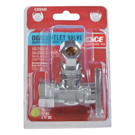 Ace 5/8 in. Compression X 3/8 in. Compression Brass Dual Shut-Off Valve