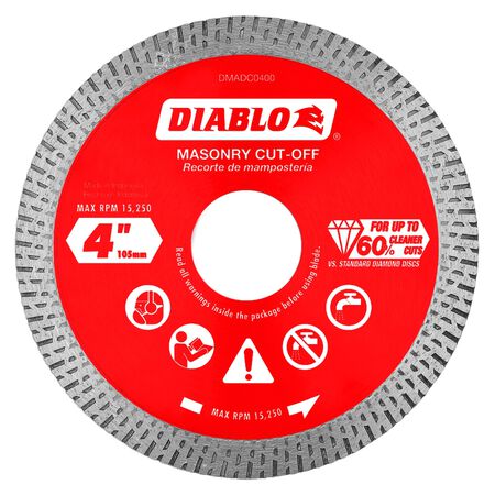 Diablo 4 in. D X 7/8 in. S Diamond Continuous Rim Masonry Cut-Off Disc