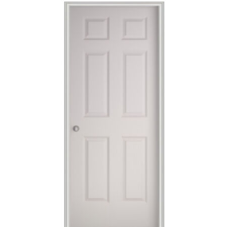 Colonist 30" x 80" Single Prehung Interior Door Unit - Primed 6-Panel Hollow Core Right Hand w/ Flat Jamb - No Trim