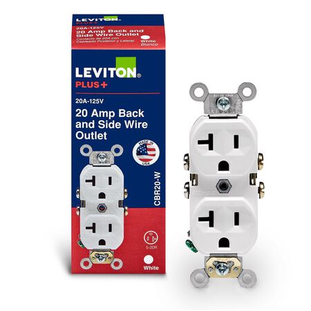 Leviton 20 amps 125 V Duplex White Outlet 5-20R 1 pk