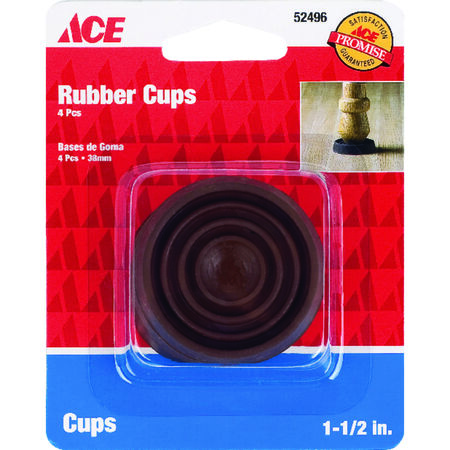 Ace Rubber Caster Cup Brown Round 1-1/2 in. W 4 pk