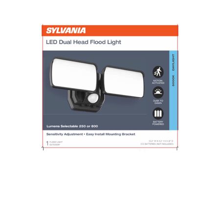 Sylvania Motion-Sensing Battery Powered LED Black Security Floodlight