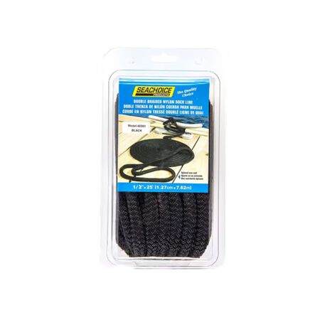 Seachoice Black Nylon Dock Lines 25 in. x 1/2 in.