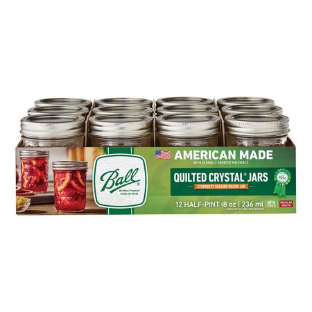 Ball Quilted Crystal Regular Mouth Jelly Jar 8 oz 12 pk