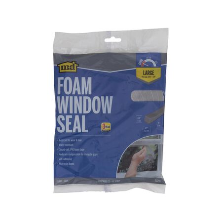 M-D Gray Foam Weather Stripping Tape For Doors and Windows 10 ft. L X 3/8 in.