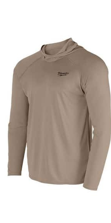 Milwaukee Men's Large Sandstone WORKSKIN Hooded Sun Shirt