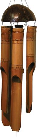 Cohasse Bamboo Wind Chime | #183 | Lace Simple Bamboo Wind Chime | Wood, Outdoor, Home Decor for Decks, Garden, Porch | Small | Hand Stained Design