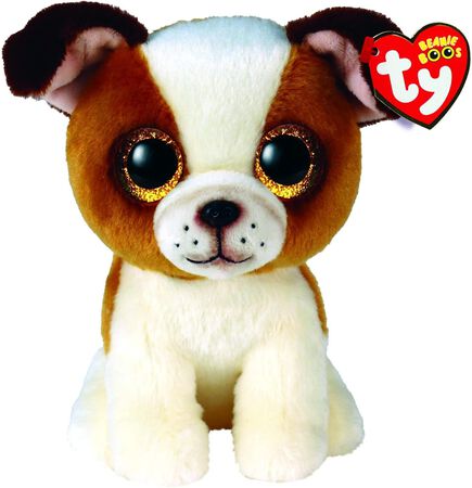 TY Beanie Boo Hugo the Brown and White Dog 15 cm