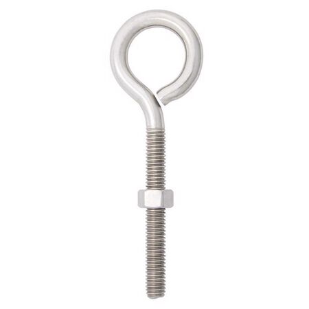 Hampton 3/8 in. X 5 in. L Stainless Stainless Steel Eyebolt Nut Included