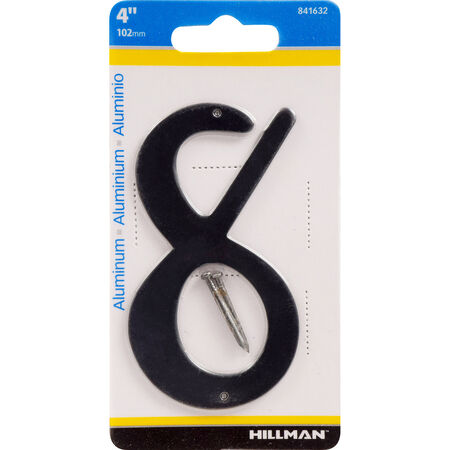 Hillman 4 in. Black Aluminum Nail-On Number 8 1 pc