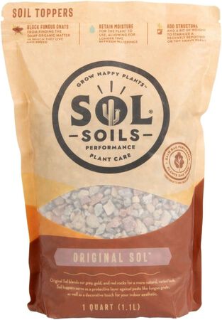 Sol Soils Original Sol Soil Topper - Decorative Rocks for Potted Plants, Succulents, Cactus, & More - Blend of Grey, Gold, & Red Rocks - Top Dressing for Water Retention & Pest Protection - 1 Quart