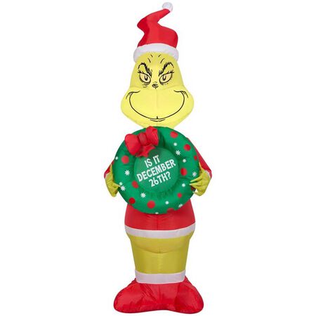 Gemmy Airblown LED Grinch Holding Wreath 4 ft. Inflatable