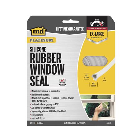 M-D White Rubber Weatherstrip For Windows 17 ft. L X 3/8 in.