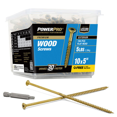 Power Pro Premium Exterior Wood Screws (#10 x 5 in.) - 194 pc