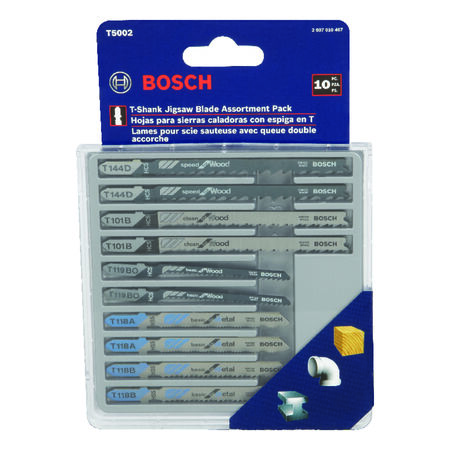 Bosch High Carbon Steel T-Shank Jig Saw Blade Set Assorted TPI 10 pk