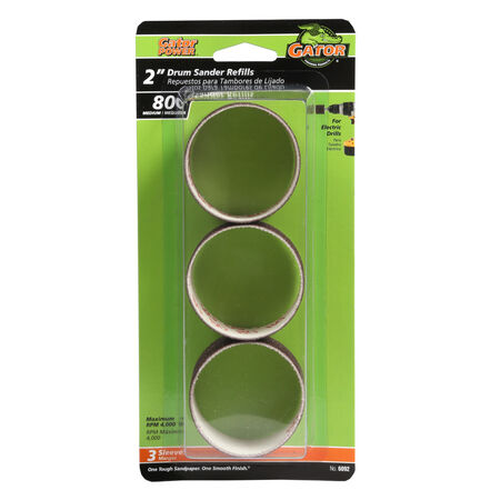 Gator 2 in. D X 2 in. L Aluminum Oxide Abrasive Sleeve Refill 80 Grit Medium 3 pc