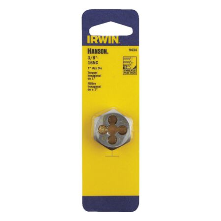 Irwin Hanson High Carbon Steel SAE Hexagon Die 3/8 in. 1 pc