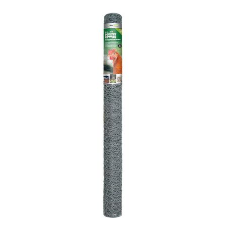 Garden Craft 36 in. H X 25 ft. L Galvanized Steel Poultry Netting 1 in.