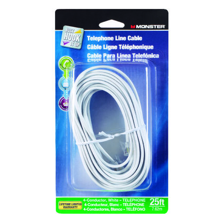 Monster Just Hook It Up 25 ft. L White Modular Telephone Line Cable