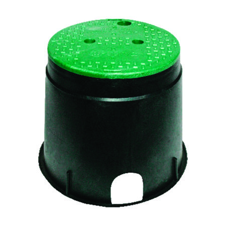 NDS 12-7/8 inch W X 11-5/8 inch H Round Valve Box with Overlapping Cover Black/Green
