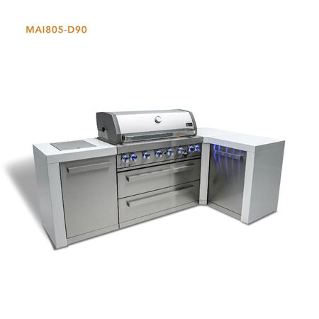 Mont Alpi 6-Burner Deluxe island with a 90-degree corner