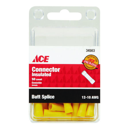Ace Insulated Wire Butt Connector Yellow 50 pk