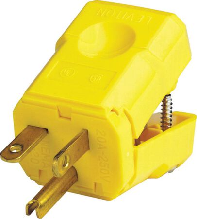 Leviton Industrial Nylon Grounding Python Plug 6-20P 18-10 AWG 2 Pole 3 Wire Yellow