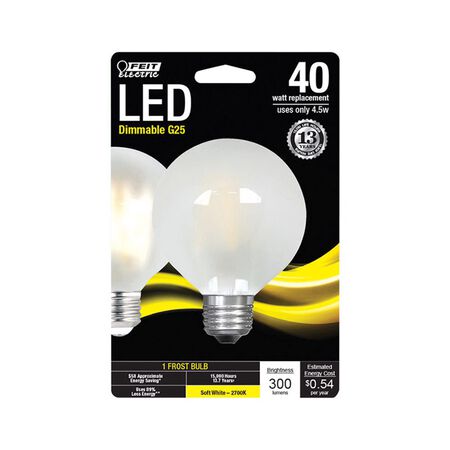 Feit Electric G25 E26 (Medium) LED Bulb Soft White 40 W 1 pk