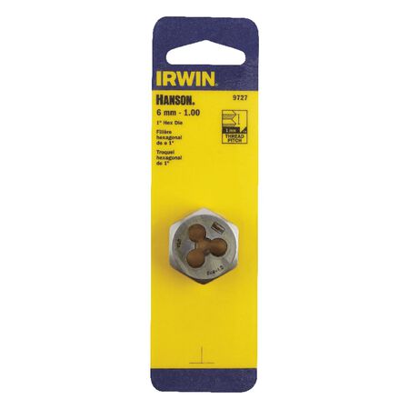 Irwin Hanson High Carbon Steel Metric Hexagon Die 6 - 1.00 mm 1 pc