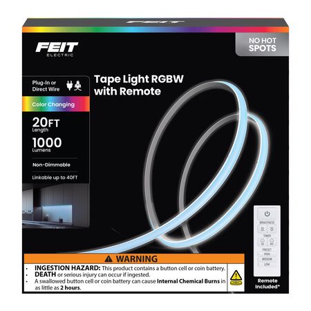 Feit 20 ft. L Color Changing Plug-In LED Tape Light 1 Pack