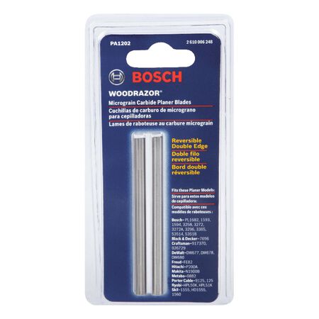 Bosch 3-1/4 in. L X 0.125 in. W Tungsten Carbide Planer Blade Double-Edged 2 pk