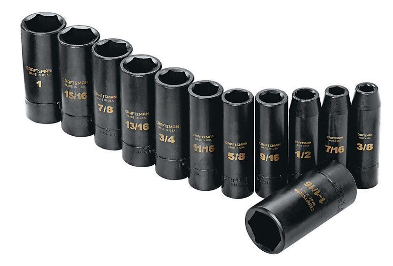 Craftsman SAE 12 pc. Steel 1/2 in. Drive Impact Socket Set Stine Home
