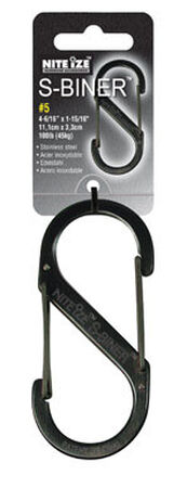 Nite Ize S-Biner Stainless Steel 4-5/16 in. L Stainless Steel Key Holder 100 lb. Black Carabin