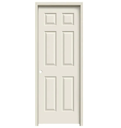 Colonist 32" x 80" Single Prehung Interior Door Unit - Primed 6-Panel Hollow Core Left Hand