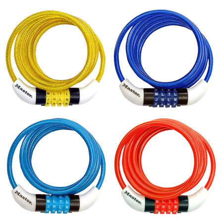 Master Lock 1/4 in. D X 60 in. L Vinyl Coated Steel Locking Cable (RANDOM COLOR)